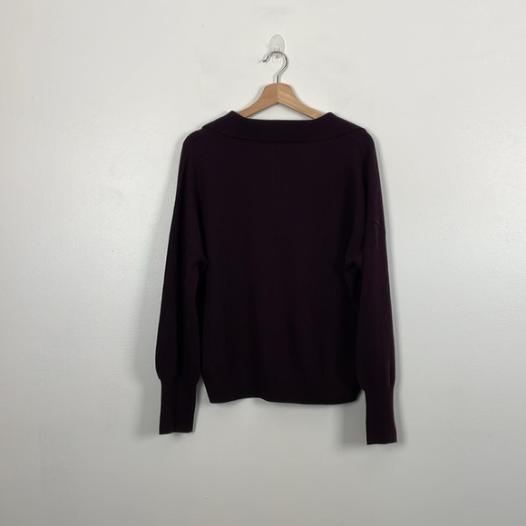 R Label Wool Cashmere Blend Sweater Womens L Collard Long Sleeve V Neck Pullover - Picture 4 of 8